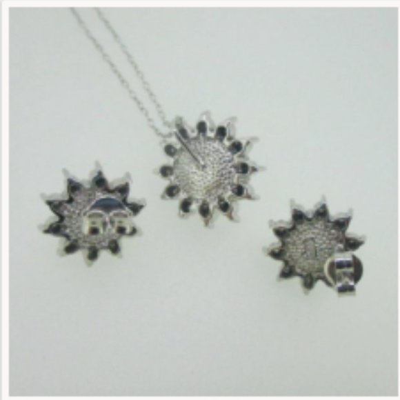 Sterling Silver Freshwater Pearl Diamond Accent Necklace Earring Set NEW - Picture 7 of 7